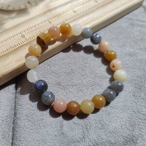 Light Imperial Jade, Labradorite & Mookaite Bracelet | 8mm | 7 Inch